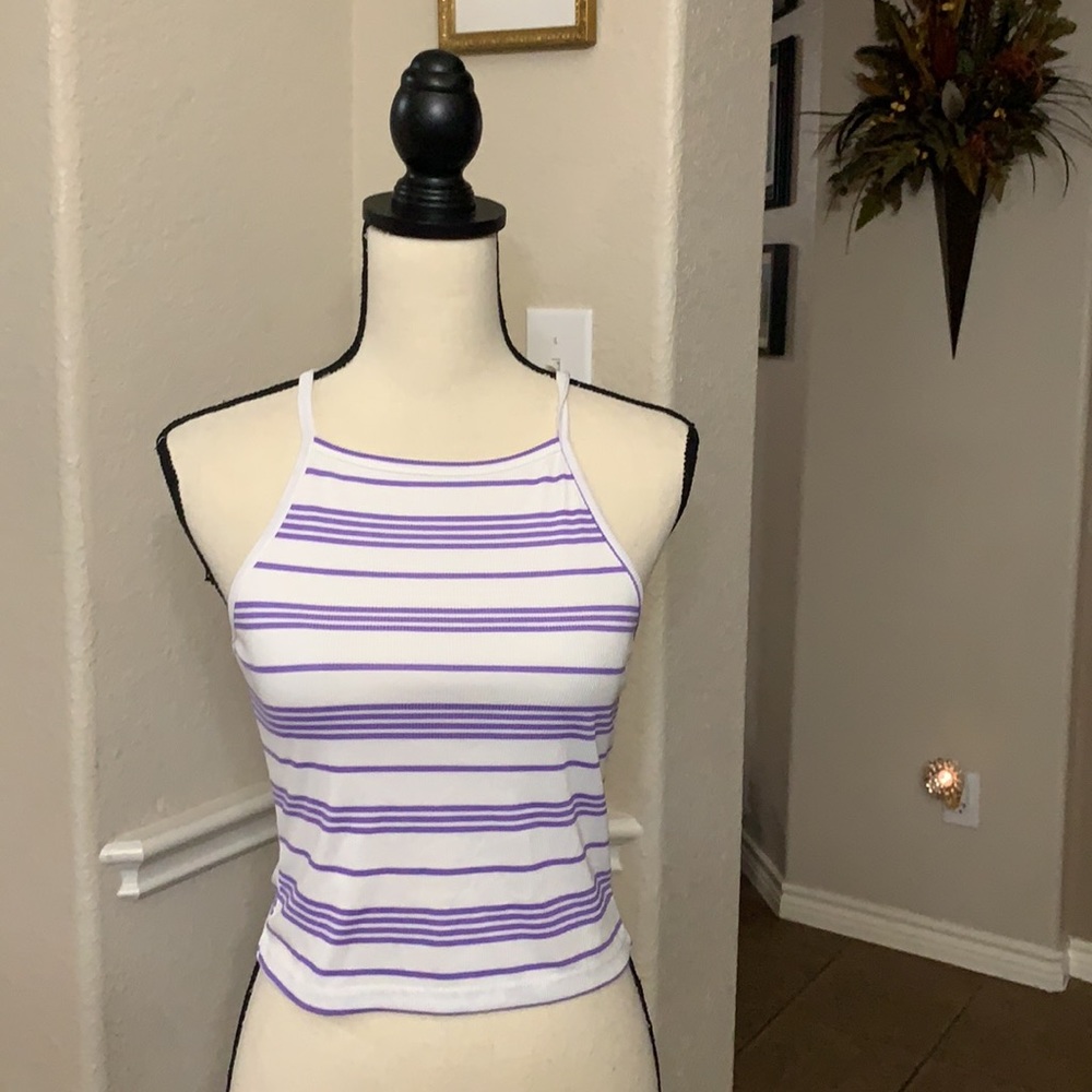 Rue 21 purple striped crop tank top Size M